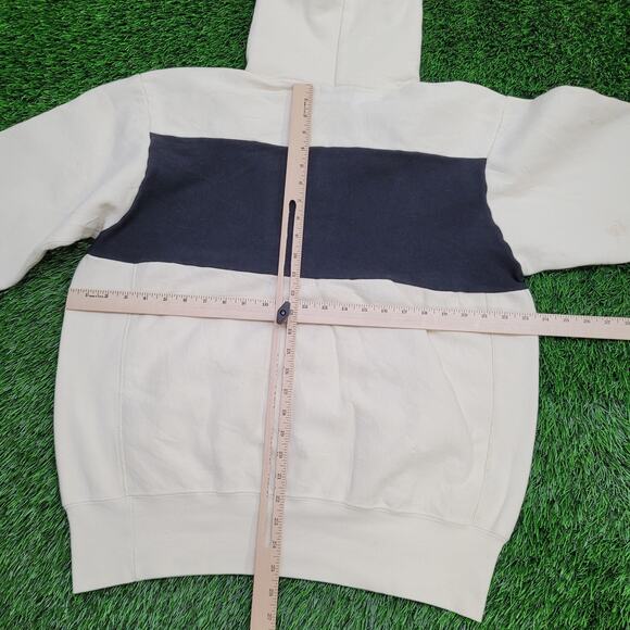 POLO Jeans Colorblock Hoodie Large 23x25 Ivory Blue Ralph-Lauren - Picture 4 of 14